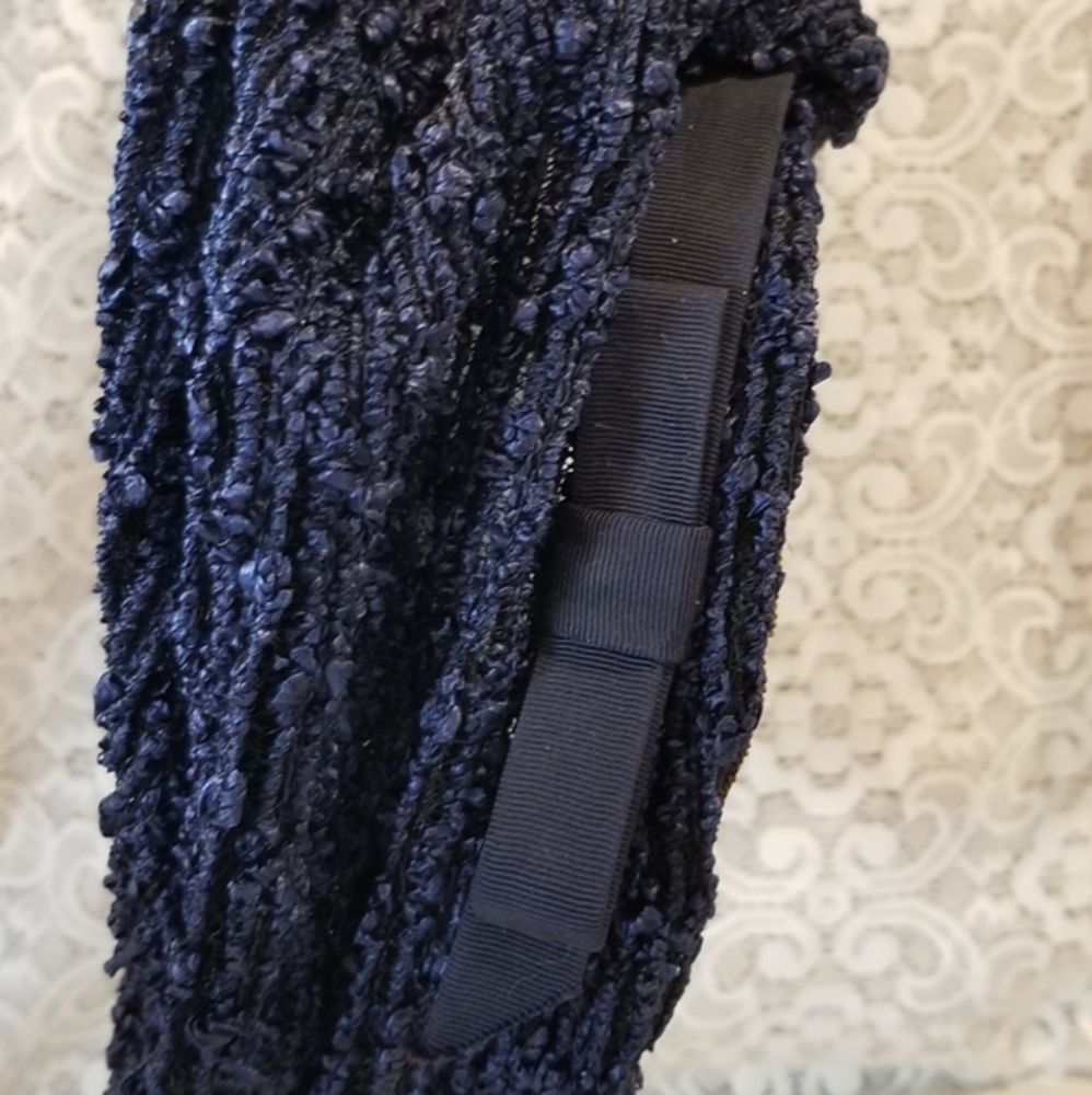 Vintage Navy Blue Straw Hat